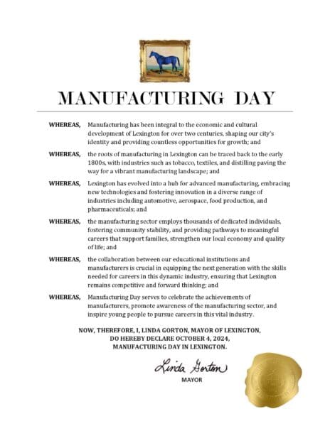 Mayor's proclamation of Manufacturing Day